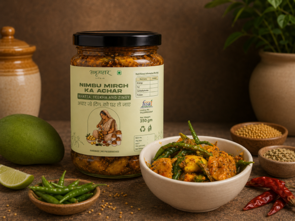 Nimbu Mirch ka Achar (Lemon & Green Chilli Pickle)